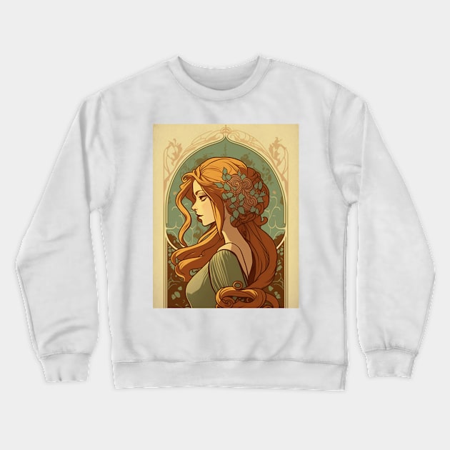 Rapunzel - Art Nouveau Crewneck Sweatshirt by ArtNouveauChic